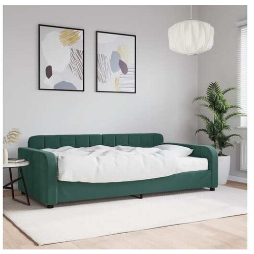 VidaXL Dnevni krevet s madracem tamnozeleni 100 x 200 cm bar&amp;scaron;unasti Slike