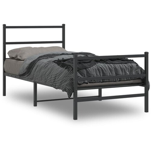 vidaXL Metalni okvir kreveta s uzglavljem i podnožjem crni 90 x 190 cm Cene