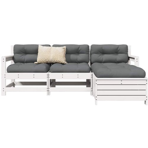  4-dijelni set vrtnih sofa od masivne borovine bijeli Slike