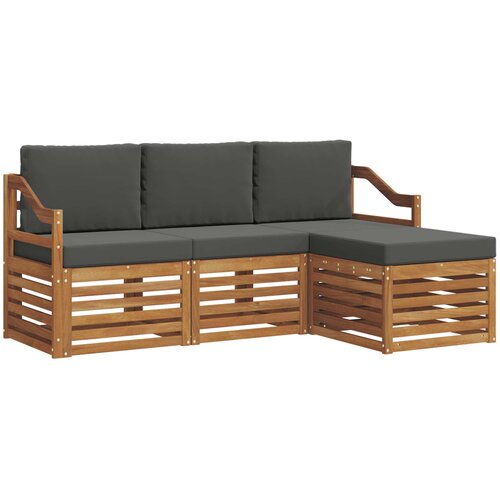  Set vanjskih sofa 4 kom. Prirodna i antracit Bijela 185,5 x 122,5 x 73 cm Slike