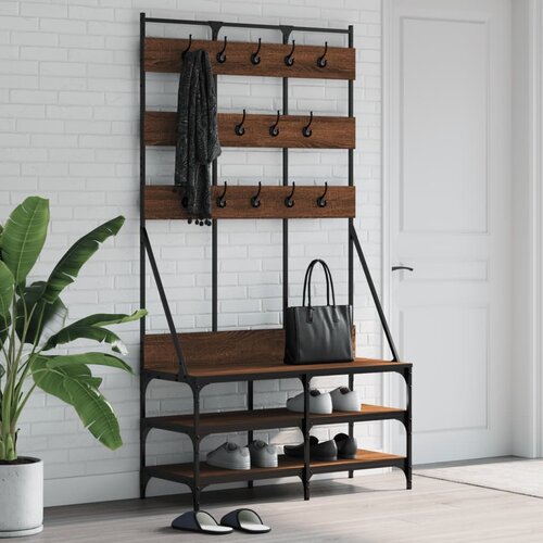  The Living Store Regal za oblačila s prostorom za čevlje rjav hrast 100x40x184cm - Regal Za Oblačila, (21442739) Slike