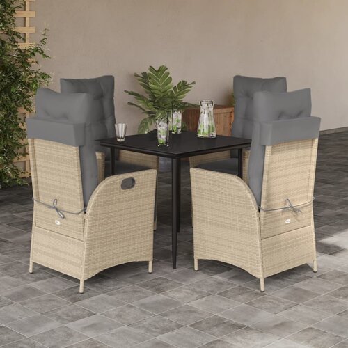  5-dijelni vrtni blagovaonski set od poliratana s jastucima bež 80 x 80 x 74 cm Cene