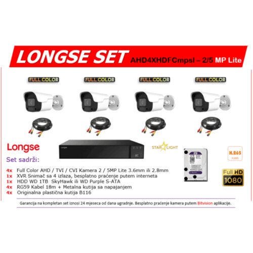 Longse Full Color Starlight AHD SET AHD4XHDFCmpsl &ndash; 2/5 MP Lite Cijene