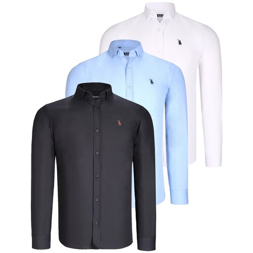 Dewberry TRIPLE SET G725 MEN&amp;#039;S SHIRTS-BLACK-WHITE-BLUE Slike