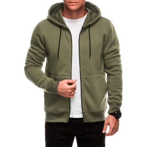 Edoti Unzipped men's BASIC hooded sweatshirt - dark olive green Slike