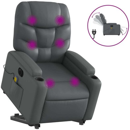 VidaXL Električni masažni naslonjač na podizanje od umjetne kože siva Slike