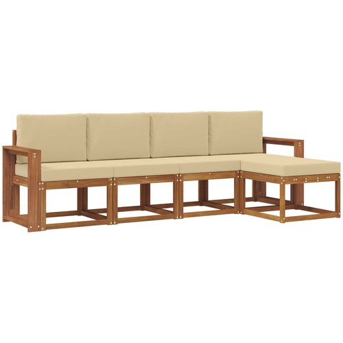  Set vanjskih sofa 5 kom. Prirodna i bež Smeđa 257 x 63 x 73 cm Slike