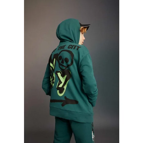 Defacto Boy&#39;s Oversize Fit Back Printed Hooded Sweatshirt