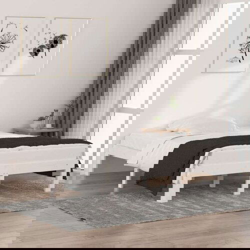 Okvir za krevet od masivnog drva bijeli 135x190 cm 4FT6 bračni Slike