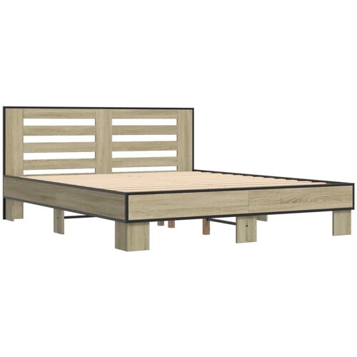 vidaXL Posteljni okvir sonoma hrast 160x200 cm inž. les in kovina, (21166112) Cene