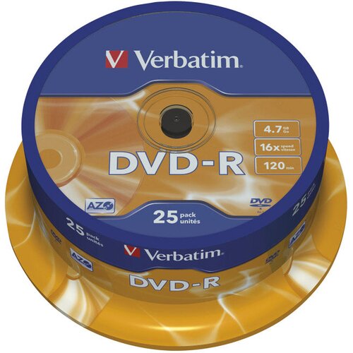  DVD-R 4,7/120 16X SPINDL MAT SILVER PK25 VERBATIM 43522 Cene