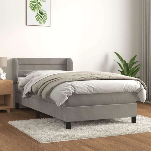 Box spring krevet s madracem svjetlosivi 90x190 cm baršunasti