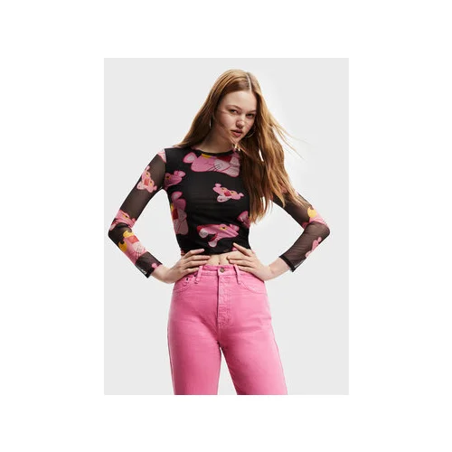 Desigual Bluza PINK PANTHER Pink Panther 22WWTK67 Črna Slim Fit