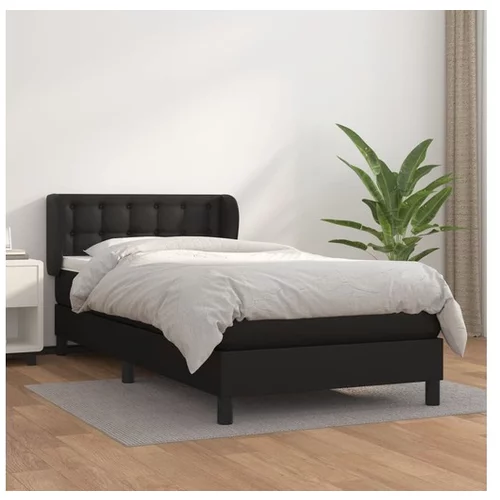  Box spring postelja z vzmetnico črna 80x200 cm umetno usnje