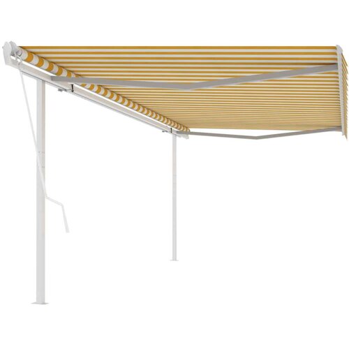 vidaXL Avtomatsko zložljiva tenda s stebrički 5x3 m rumena in bela Cene