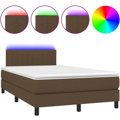 vidaXL Box spring postelja z vzmetnico LED tem. rjava 120x190 cm blago, (21112156)