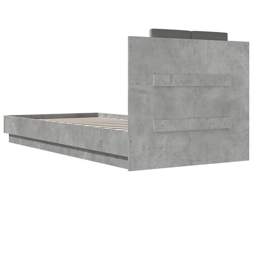  Okvir kreveta s uzglavljem siva boja betona 90x200 cm drveni Slike
