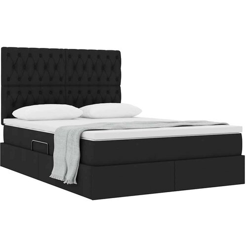  Krevet s od storage s madracem Crna 140 x 200 cm Lažna koža Slike