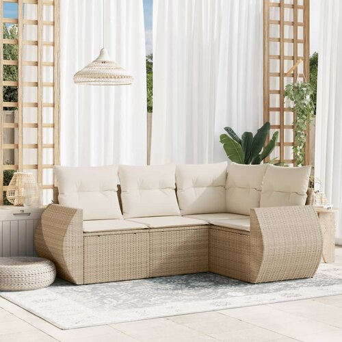 vidaXL 4-dijelni set vrtnih sofa s jastucima bež od poliratana Cijene