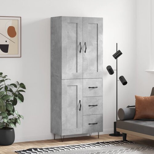vidaXL Visoka komoda betonsko siva 69,5x34x180 cm inženirski les Cene