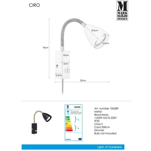 Marksl&amp;ouml;jd 106589 - Prigu&amp;scaron;iva zidna lampa CIRO 1xGU10/7W/230V crna Slike