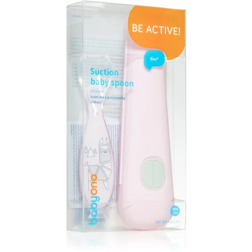 BabyOno Be Active Suction Baby Spoon žličica Pink 6 m+ 1 kom