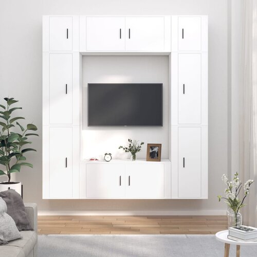 8-dijelni set TV ormarića bijeliod konstruiranog drva Bijela Slike