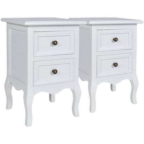 Maison Chic 2 kose Nočne omarice - Nočne mize z 2 predaloma MDF bele, (21687120) Cene