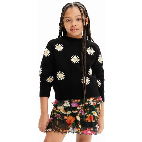 Desigual Otroški pulover s primesjo volne črna barva