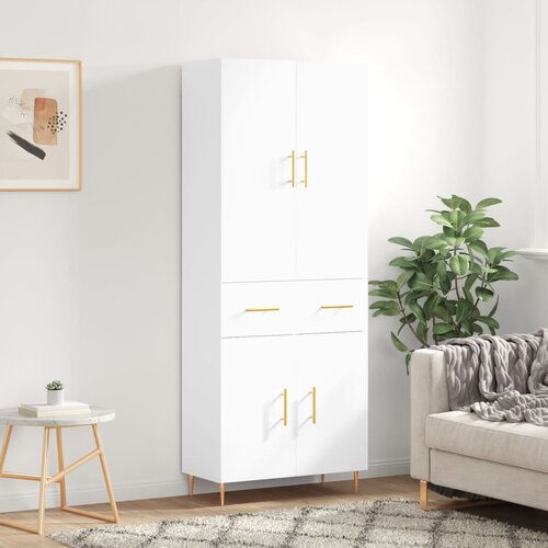 vidaXL Visoka omara bela 69,5x34x180 cm inženirski les Cene
