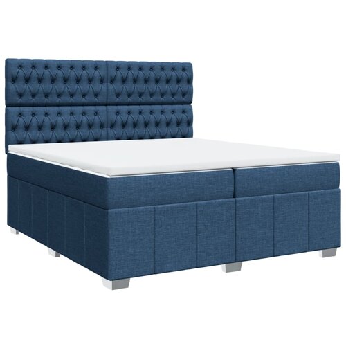 vidaXL Box spring postelja z vzmetnico modra 200x200 cm blago, (21321432) Cene