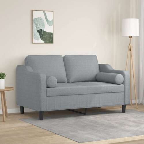VidaXL Dvosjed s ukrasnim jastucima svjetlosivi 120 cm od tkanine Slike