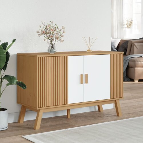  Komoda OLDEN bijelo-smeđa 114x43x73,5 cm od masivne borovine Bijela Slike