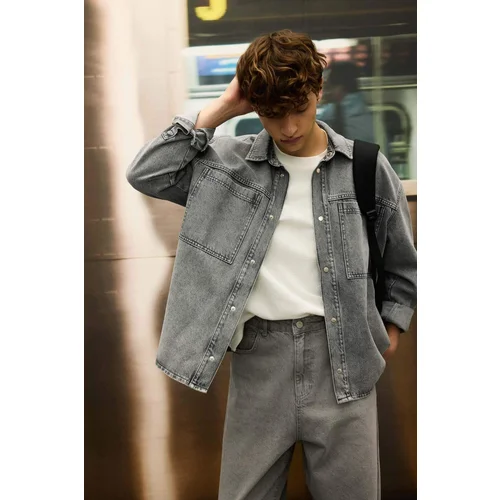 Defacto Oversize Fit Long Sleeve Jean Shirt