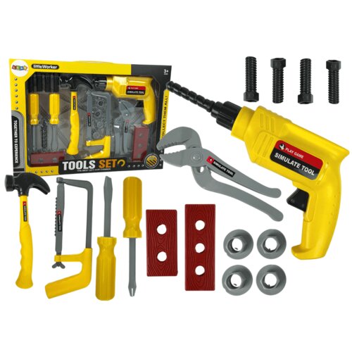  Dječji DIY set alata s bušilicom, žuti Cene