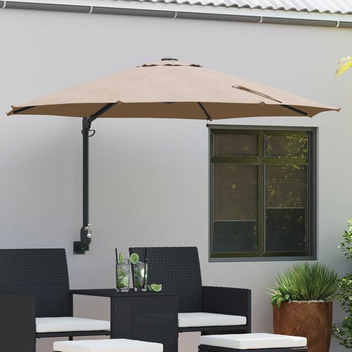 vidaXL Zidni vrtni suncobran s LED-ovima Taupe 248 cm Cijene