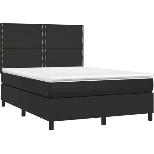  Box spring s madracem LED crni 140x200cm od umjetne kože Slike