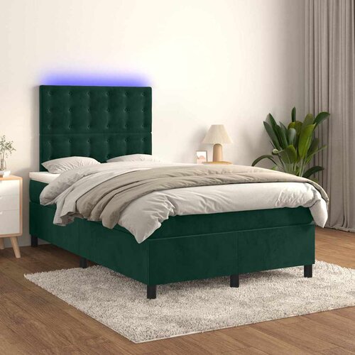  box spring s madracem LED tamnozeleni 120x200 cm baršun Cene