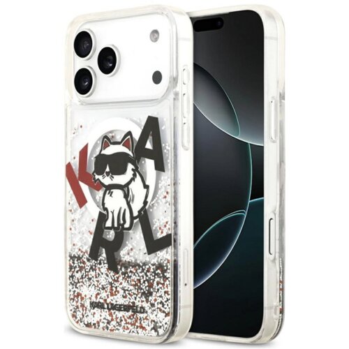 Karl Lagerfeld maska liquid glitter choupette logo magsafe za iphone 17 pro max bela Slike