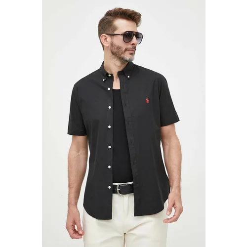 Polo Ralph Lauren Košulja za muškarce, boja: crna, slim, o button-down ovratnikom