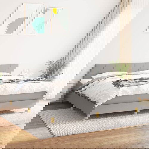The Living Store Box spring postelja z vzmetnico svetlo siva 160x200 cm žamet - Box Spring Postelja, (21490540) Slike