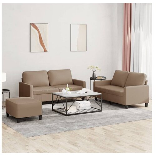 vidaXL 3-dijelni set sofa s jastucima boja cappuccina od umjetne kože Cijene