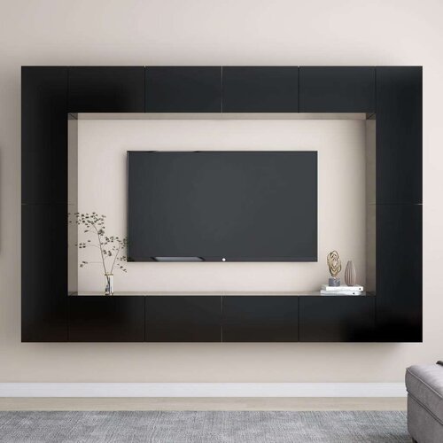  8-dijelni set TV ormarića crni od iverice Cijene