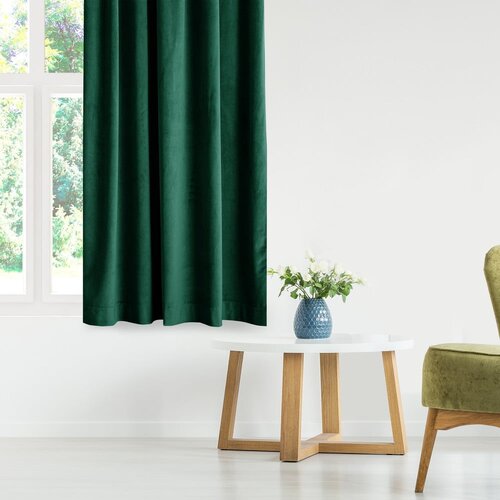 Restilo Temno zelena žametna zavesa za delno zatemnitev 140x245 cm Eyelets &amp;ndash; Slike