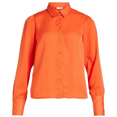 Vila Topi & Bluze Shirt Renny L/S - Tigerlilly Oranžna