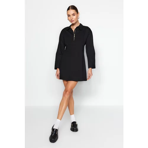 Trendyol Black Zippered Mini Woven Dress