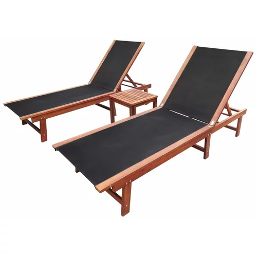 vidaXL ležaljke za sunčanje sa stolom 2 kom bagremovo drvo i tekstilen