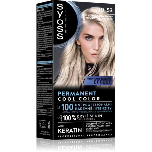 Syoss Permanent Cool Color permanentna barva za lase odtenek 10_53 Cool Light Blond 1 kos Cene