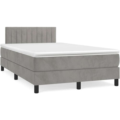 vidaXL Box spring postelja z vzmetnico svetlo siva 120x190 cm žamet Cene
