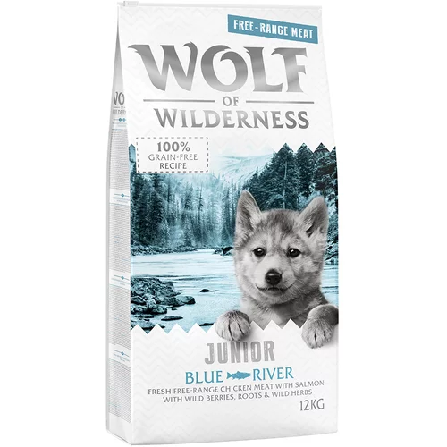 Wolf of Wilderness Junior "Blue River" - piščanec proste reje in losos - 12 kg